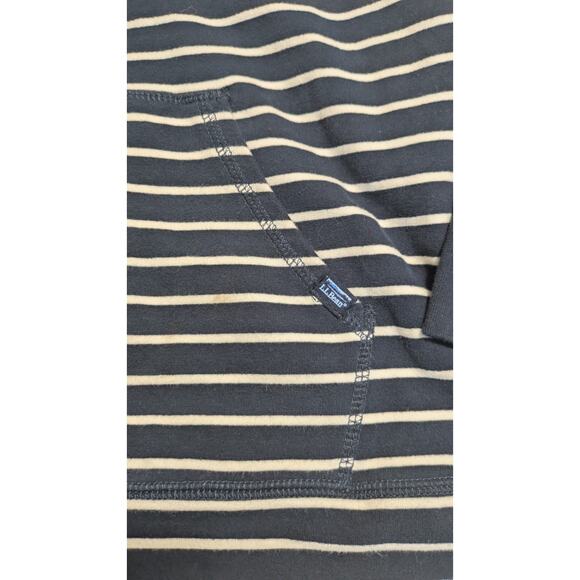 LL Bean Ultrasoft Sweats 1/4 Zip Pullover Womens Large Navy Blue Stripe Shirt - Picture 8 of 11